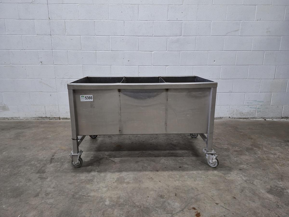 Used 3-Compartment Stainless Steel Mobile Soaking Tank & Utility Cart
