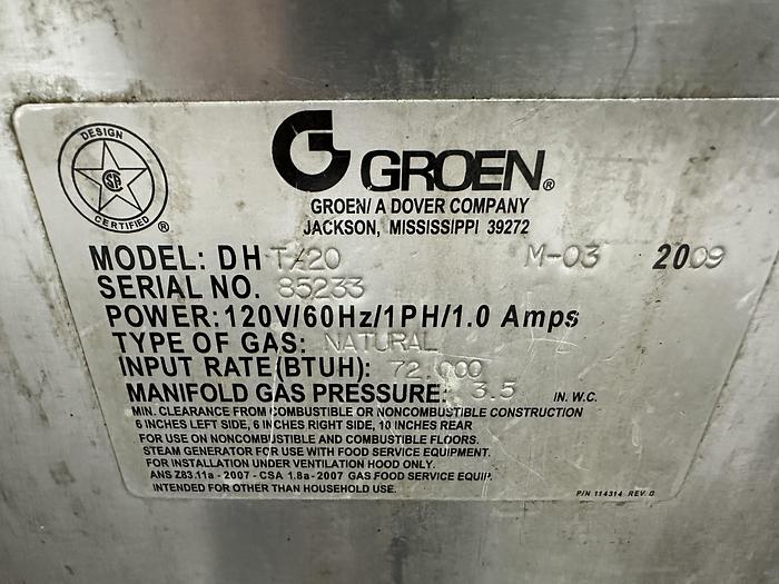 Used Groen DHT/20 Steam Jacketed Tilt Kettle