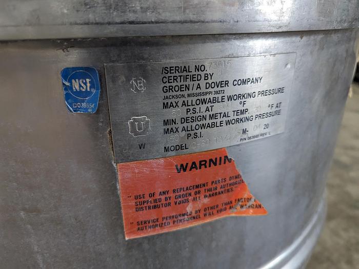 Used Groen 60 Gallon Tilting Kettle