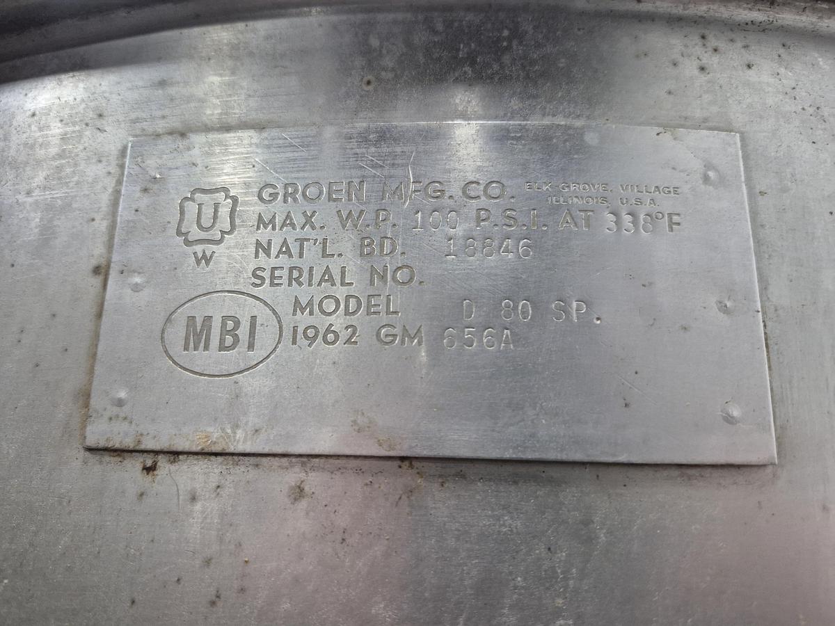 Used Goren D-80 SP 80 Gallon Jacketed Tilting Kettle