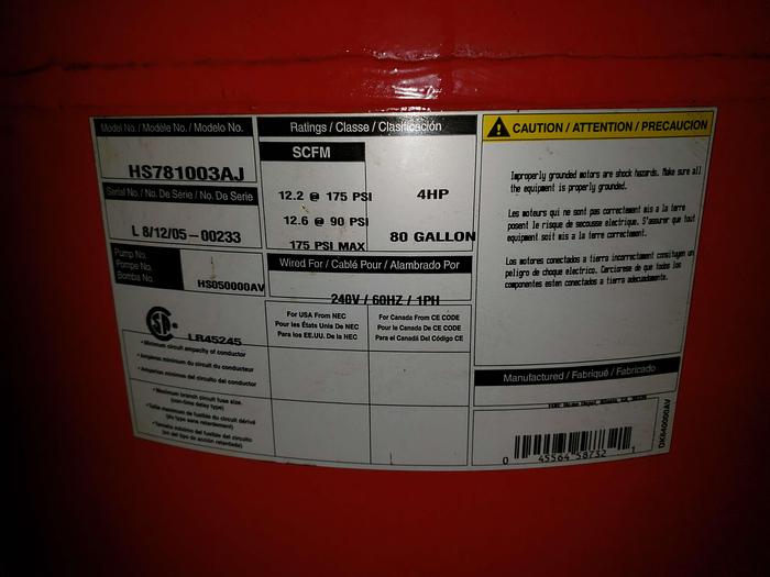 Used Husky 4HP 80 Gallon Compressors