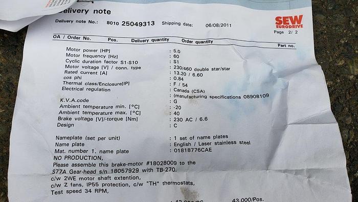 Sew-Eurodrive DFV100-AC Motor