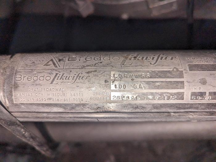 Used Breddo Likwifier Jacketed Mixer LORWWSS