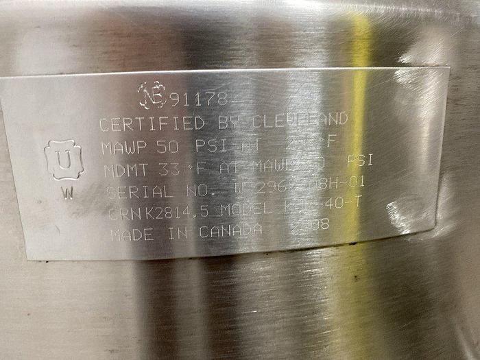 Used Cleveland KGL-40-T Steam Kettle