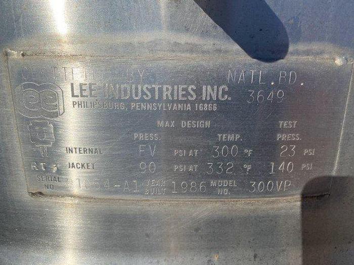 Used Lee 300 Gallon SS Tank Reactor