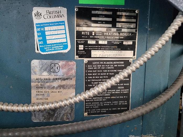 Used Rite P10 High Pressure Steam Boiler