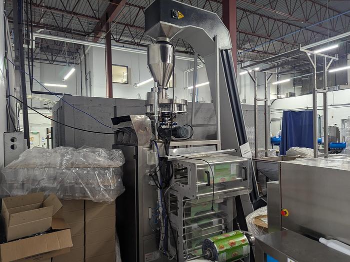 Used Turpack VFFS with Infeed Elevator and Volumetric Filler