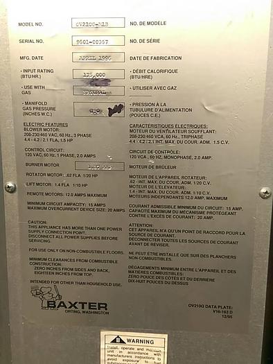 Used Baxter OV210G-M1B Rotating Rack Oven