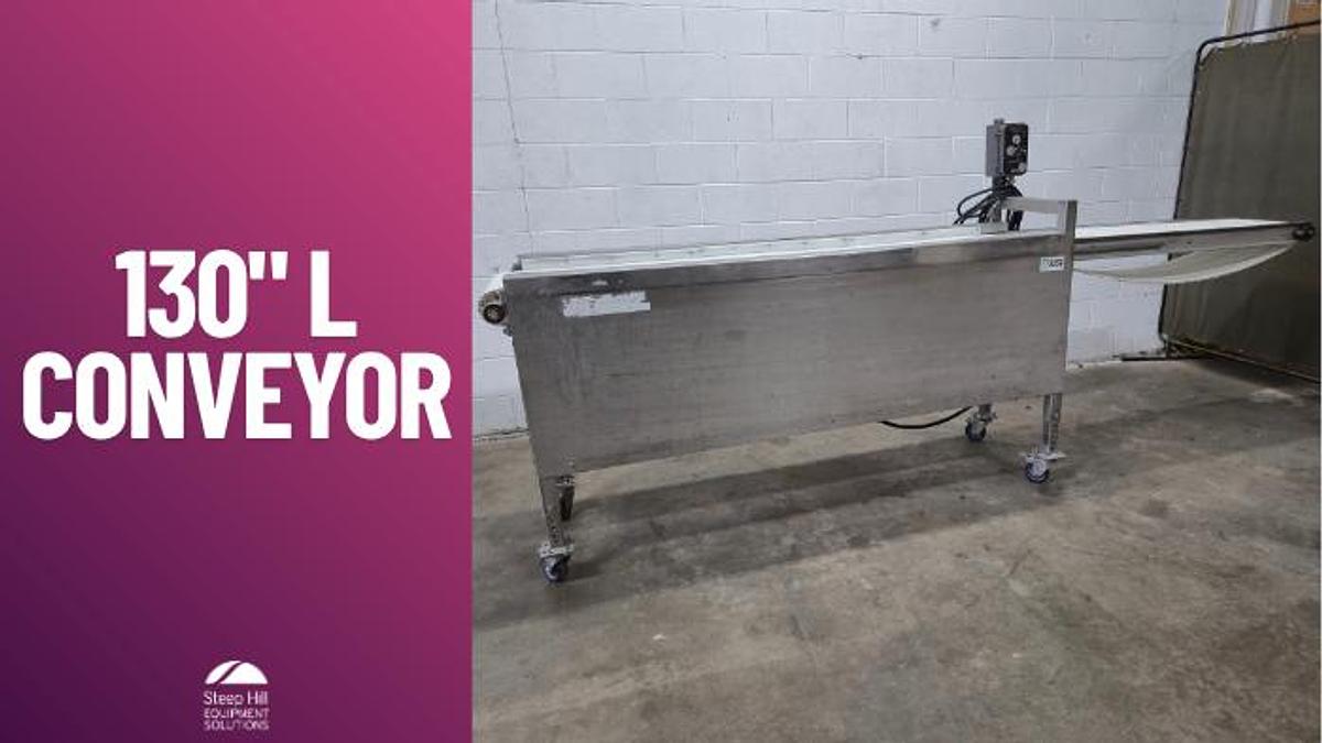 Used 130" L Stainless Steel Mobile Conveyor