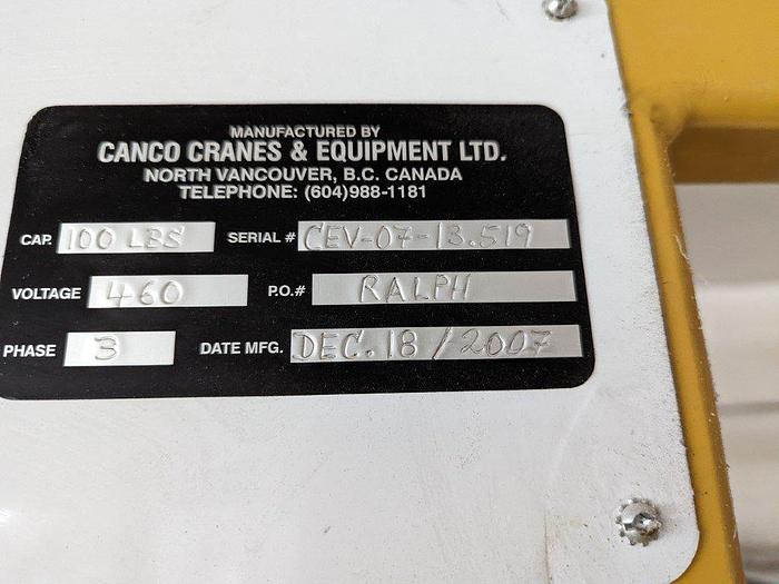 Used Canco Jib Crane With Vacuum Lift Assist