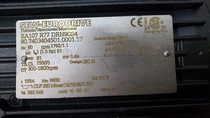 Used Sew-Eurodrive 1.5 Hp Helical Gear Motor