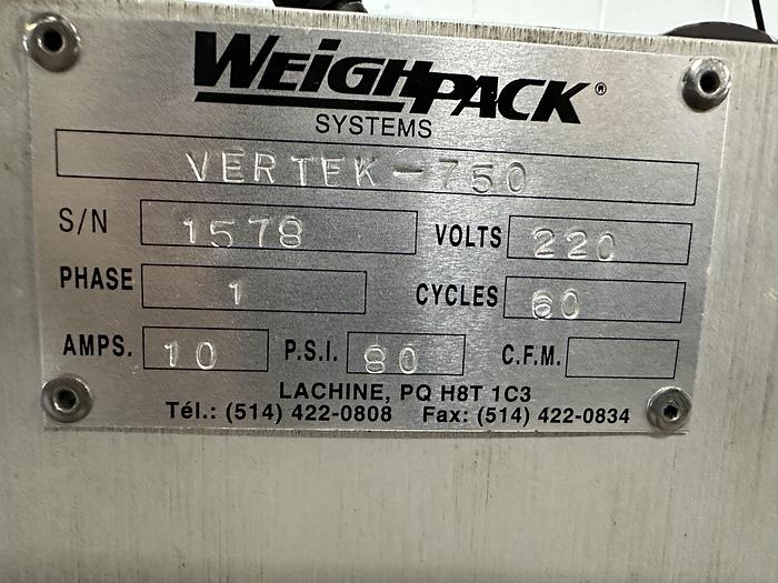 Used WeighPack VERTEK-750 VFFS Bagger
