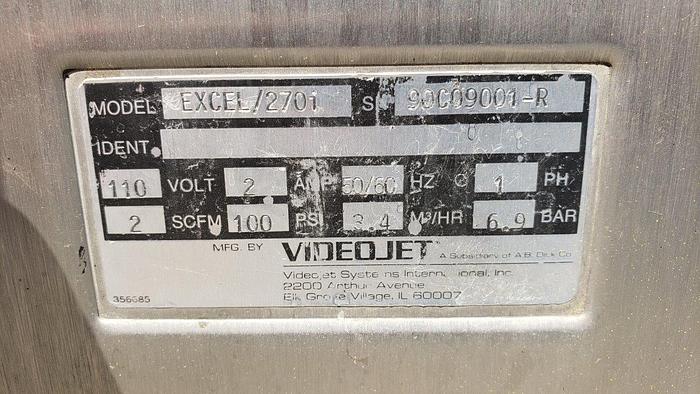 Used Videojet Excel/270i Back-to-Back Inkjet Printers
