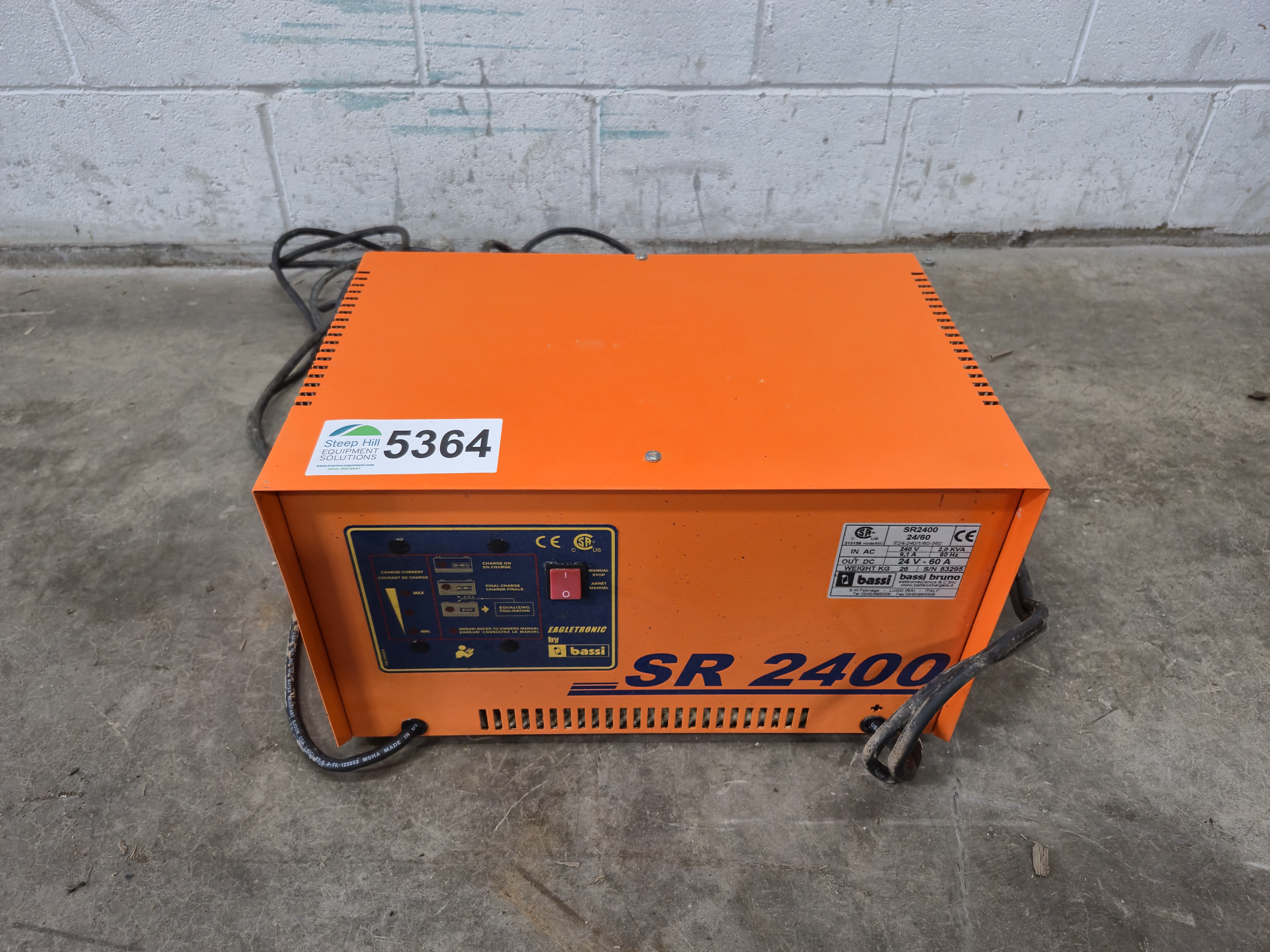 Used Bassi Bruno SR2400 24/60 Industrial Battery Charger
