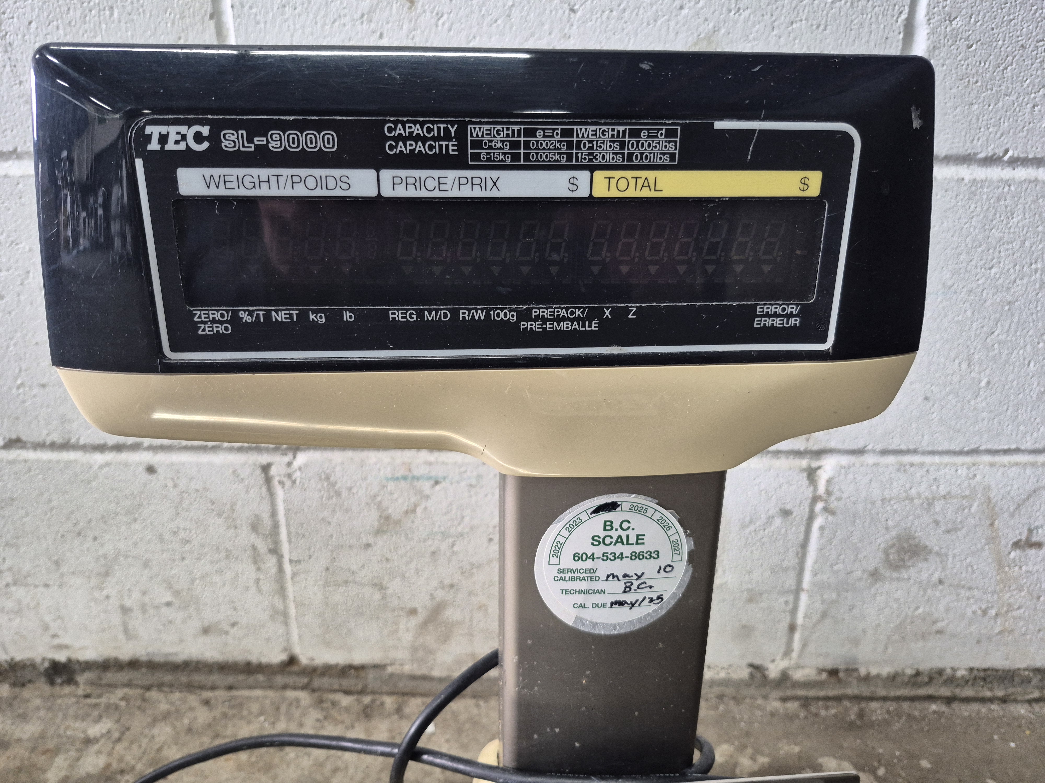 Used TEC Digital SL-9000 Label Printing Scale