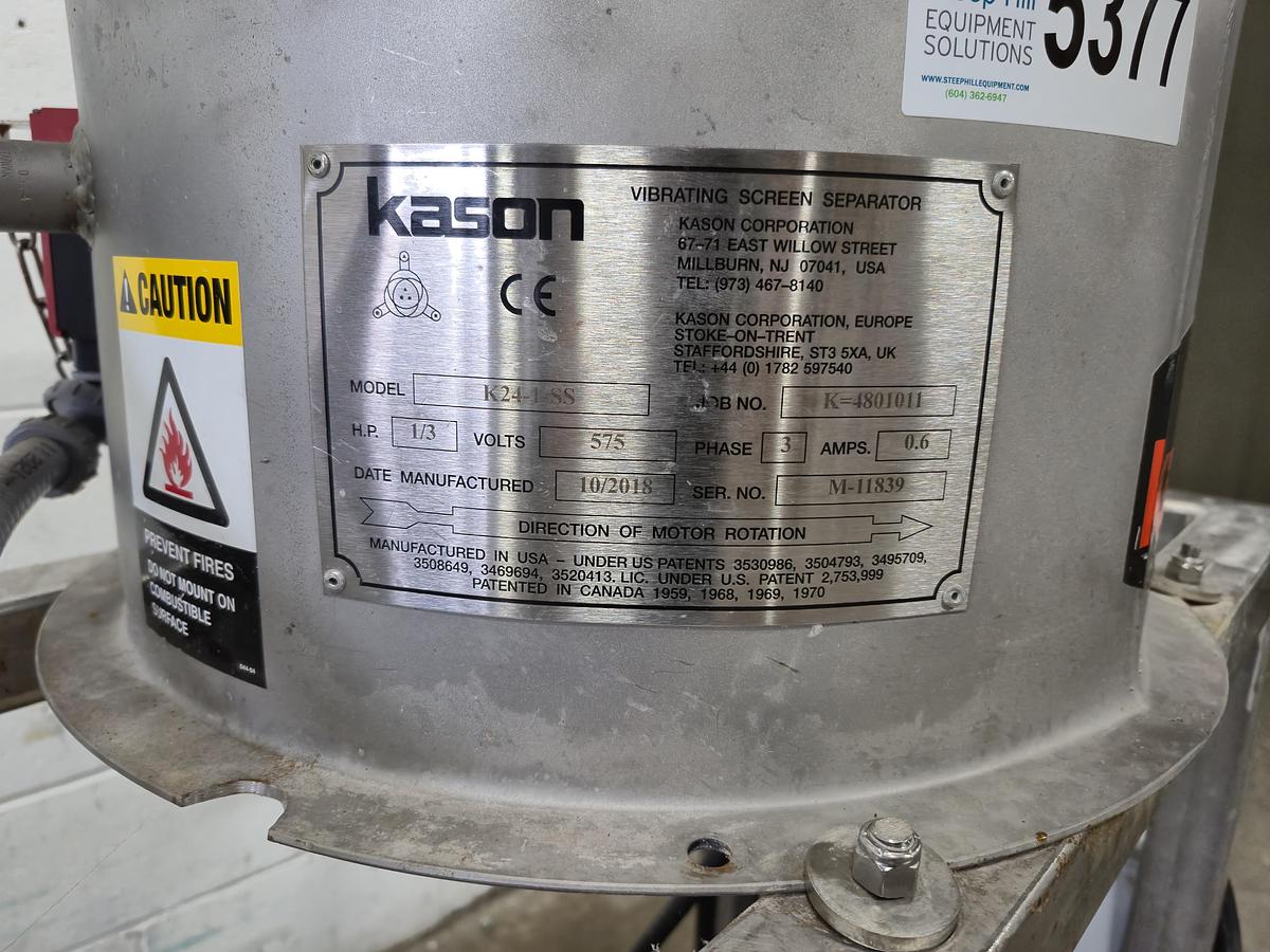 Used 24" Kason Vibrating Screen Separator