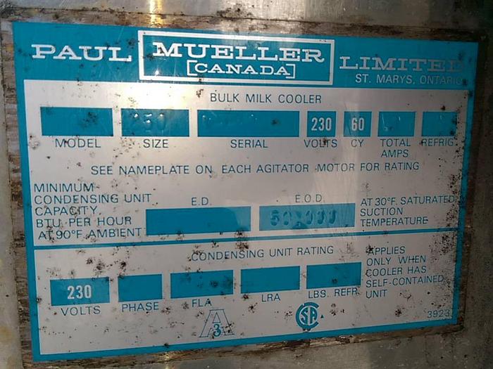 Used Paul Mueller 1250 Gallon SS Horizontal Tank