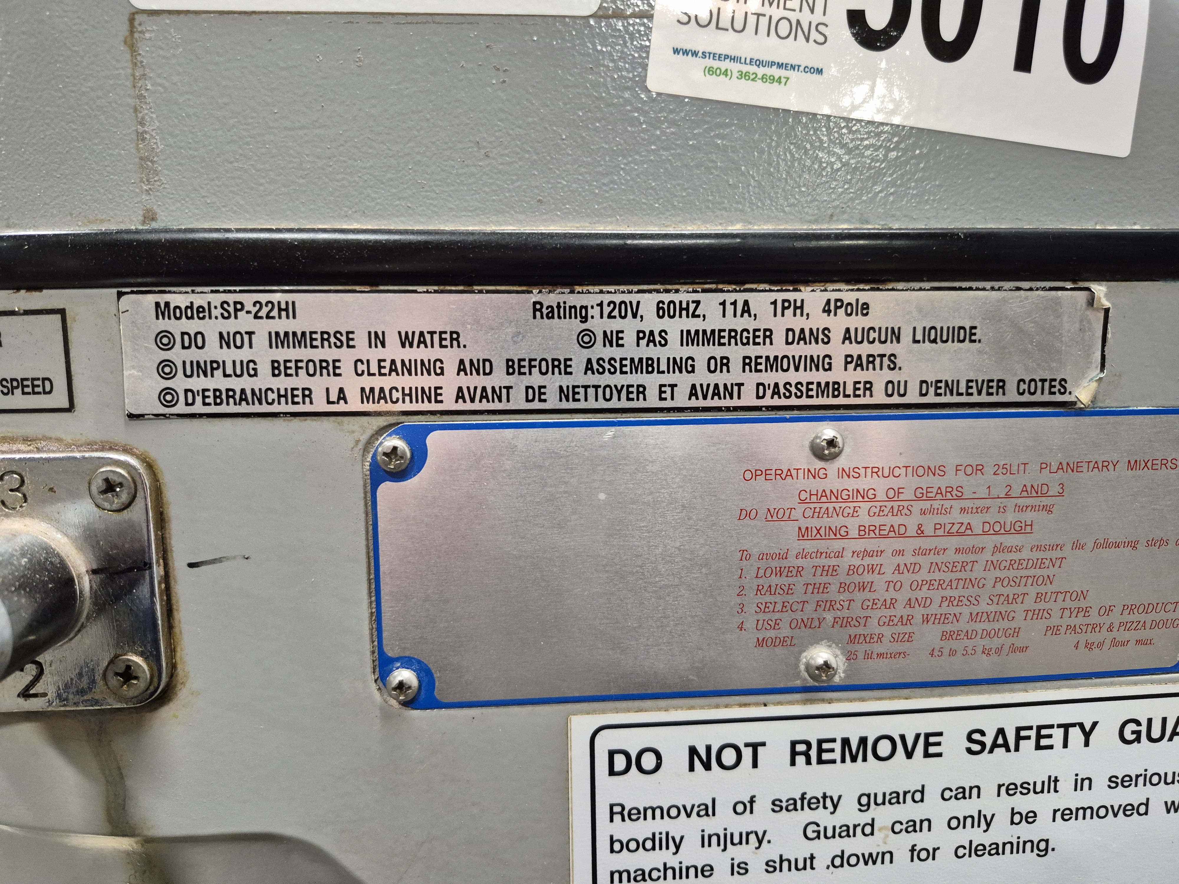 Used Spar SP-22HI 24 Quart Planetary Mixer