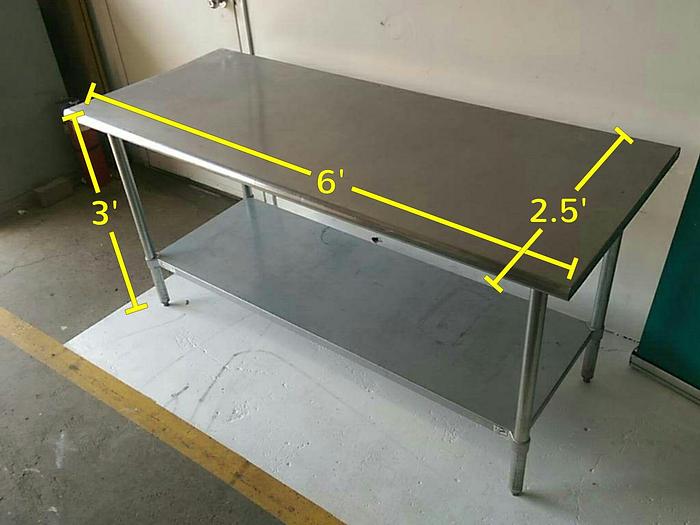 Used 6' Long Stainless Food Prep Table
