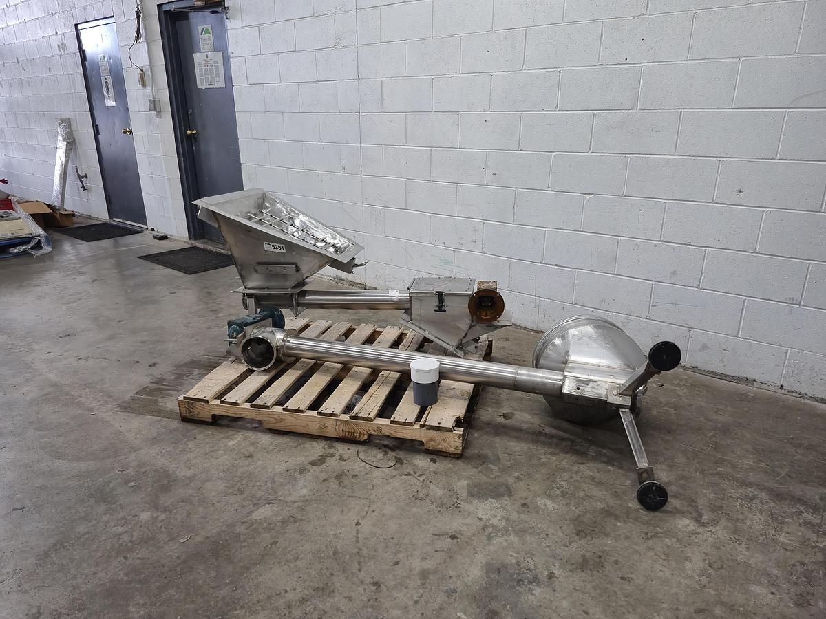Used Stainless Steel Sanitary Screw Conveyor with Hopper and Drive Motor