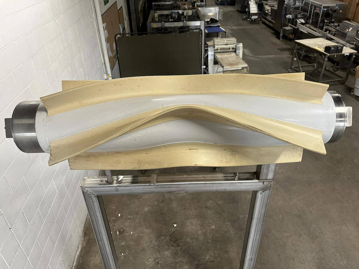 Used Interroll 18'L Cleated Incline Conveyor