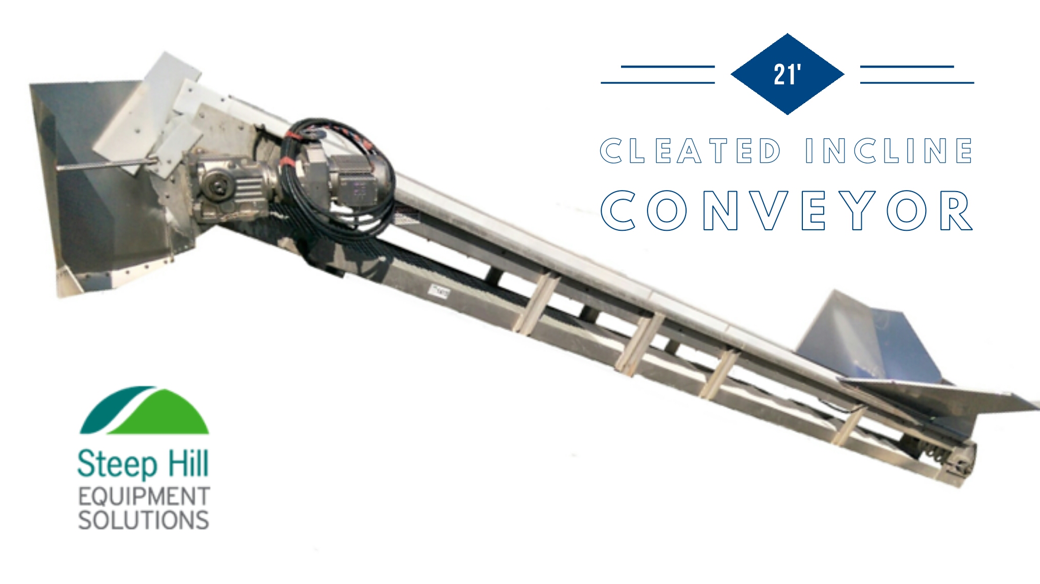 Used 21'L Incline Unloading Conveyor