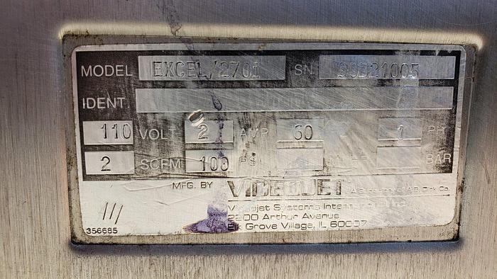 Used Videojet Excel/270i Back-to-Back Inkjet Printers