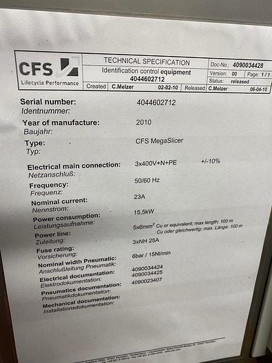 Used GEA-CFS Slicing Line