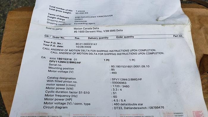 Sew-Eurodrive DFV112-AC Motor