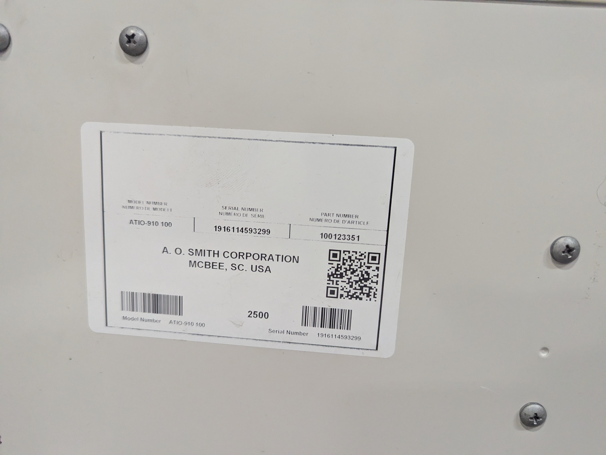 Used Smith ATIO-910 100 Tankless Natural Gas Water Heater