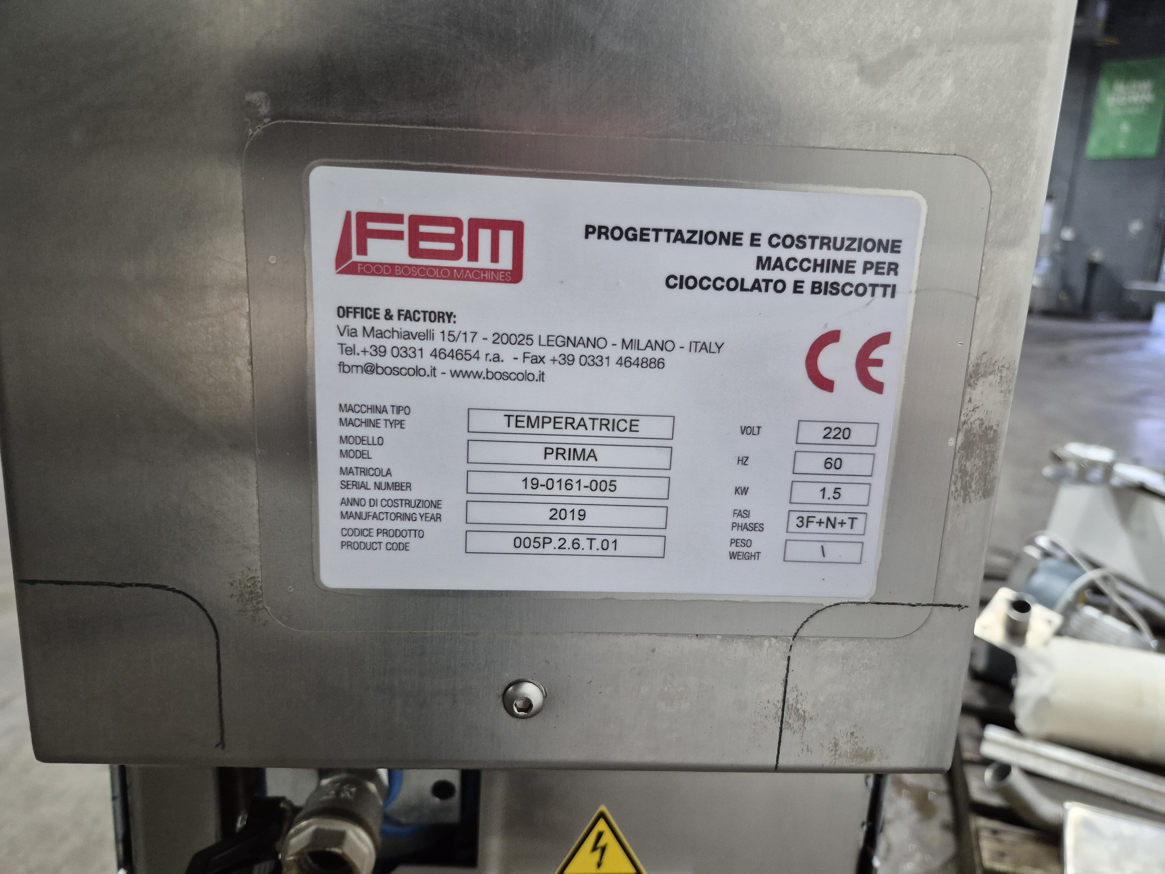 Used FBM PRIMA Chocolate Tempering Machine