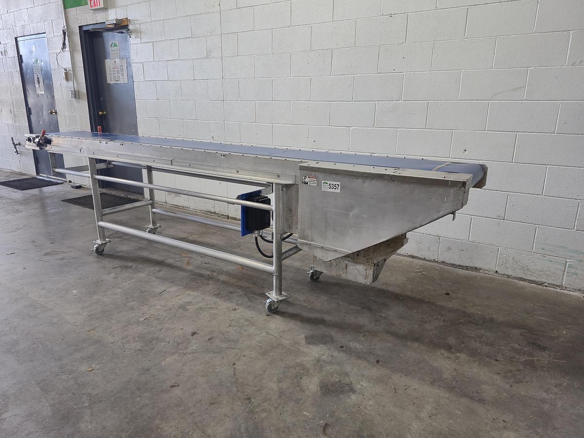 Used 12-Foot Stainless Steel Food-Grade Belt Conveyor