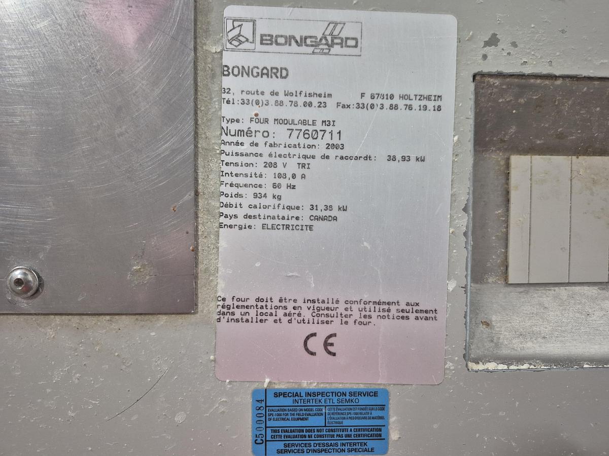 Used Bongard M3I 4-Deck Commercial Electric Oven