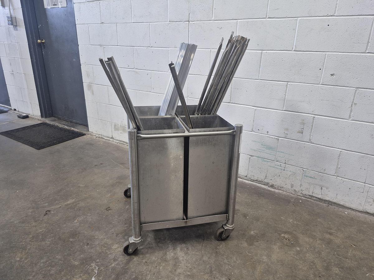 Used Stainless Steel Mobile Smoke Stick Trolley with Smoke Bars