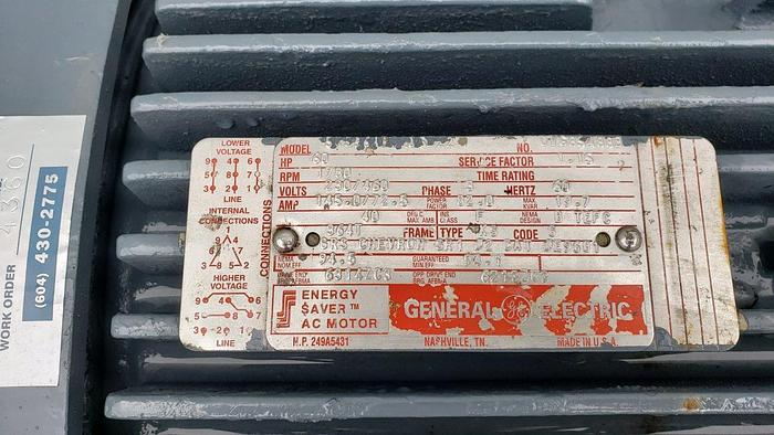 Used GE Energy $aver™ 60 Hp AC Motor