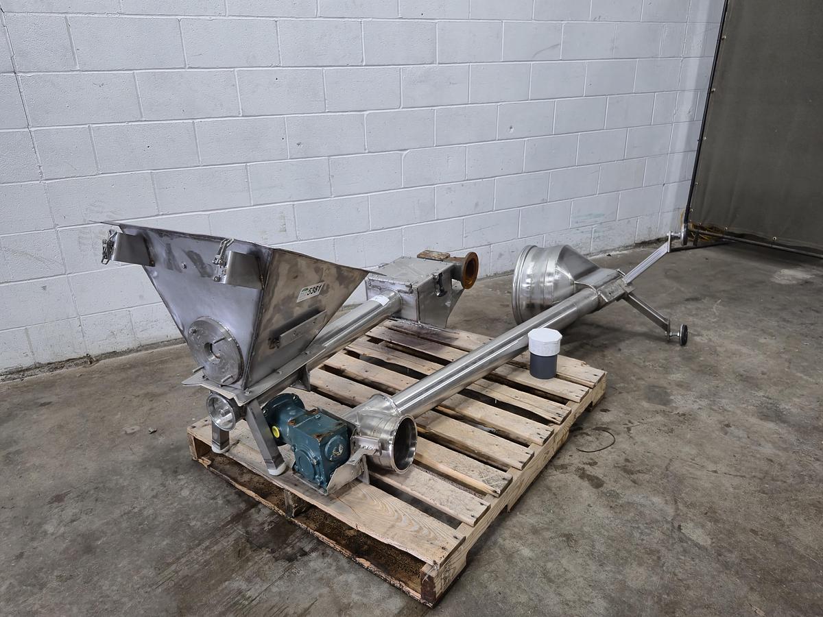 Used Stainless Steel Sanitary Screw Conveyor with Hopper and Drive Motor