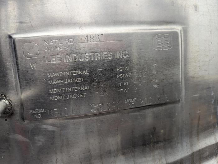 Used Lee 200 Gal. Jacketed Kettle 200MDS