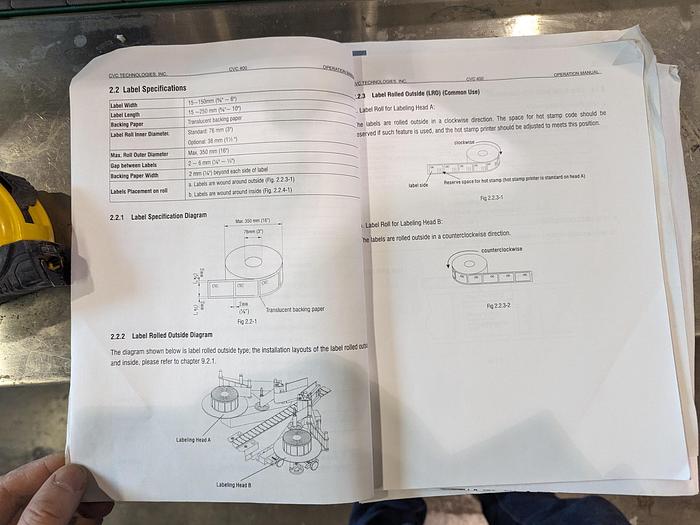 Used CVC 400ii Pressure Sensitive Labeler