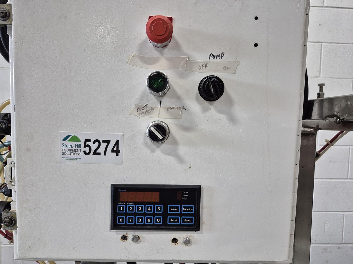 Used All-Fill Automatic Inline Single-Head Bottle Filler with Conveyor