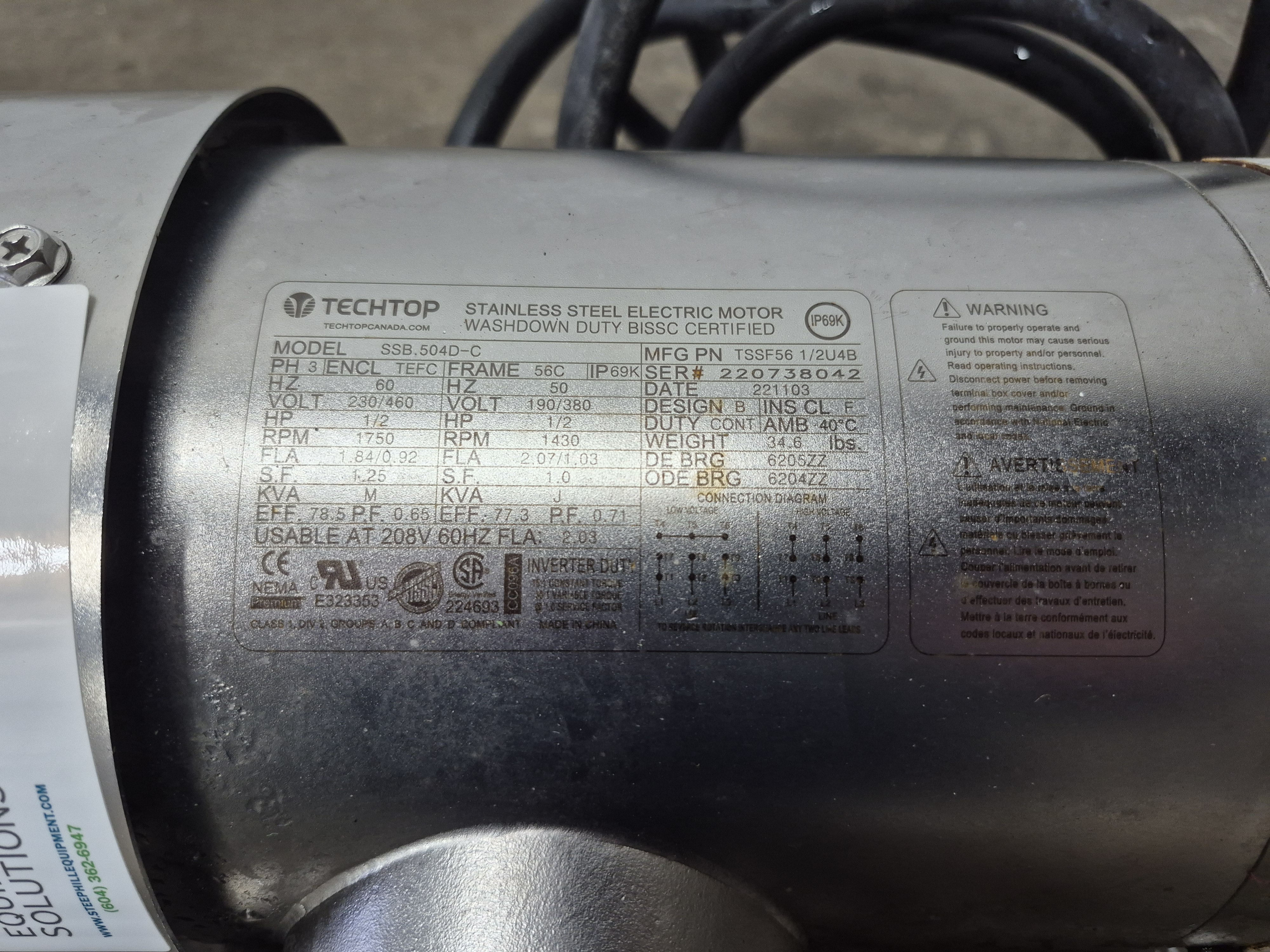 Used SS 1/2 HP Sanitary Centrifugal Pump