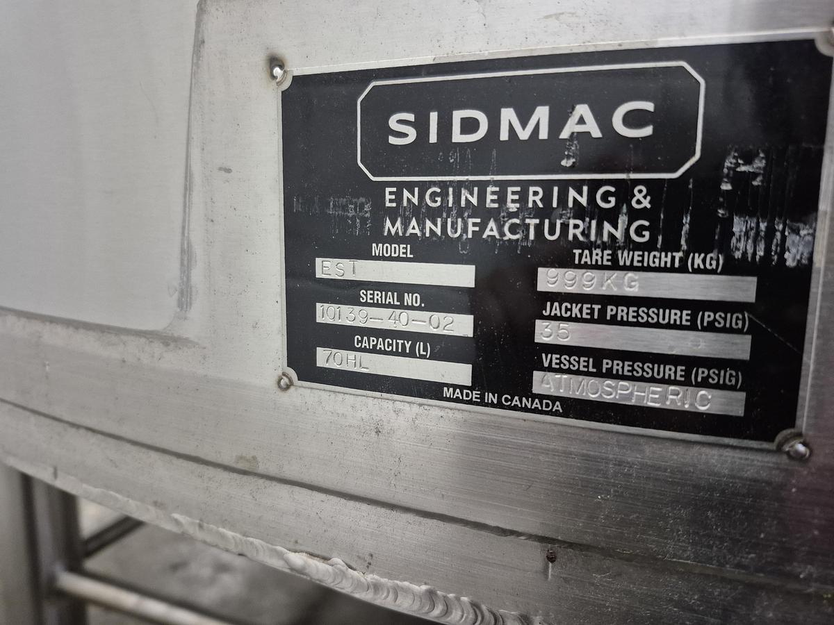 Used Sidmac 7000 Liter Jacketed Tank 