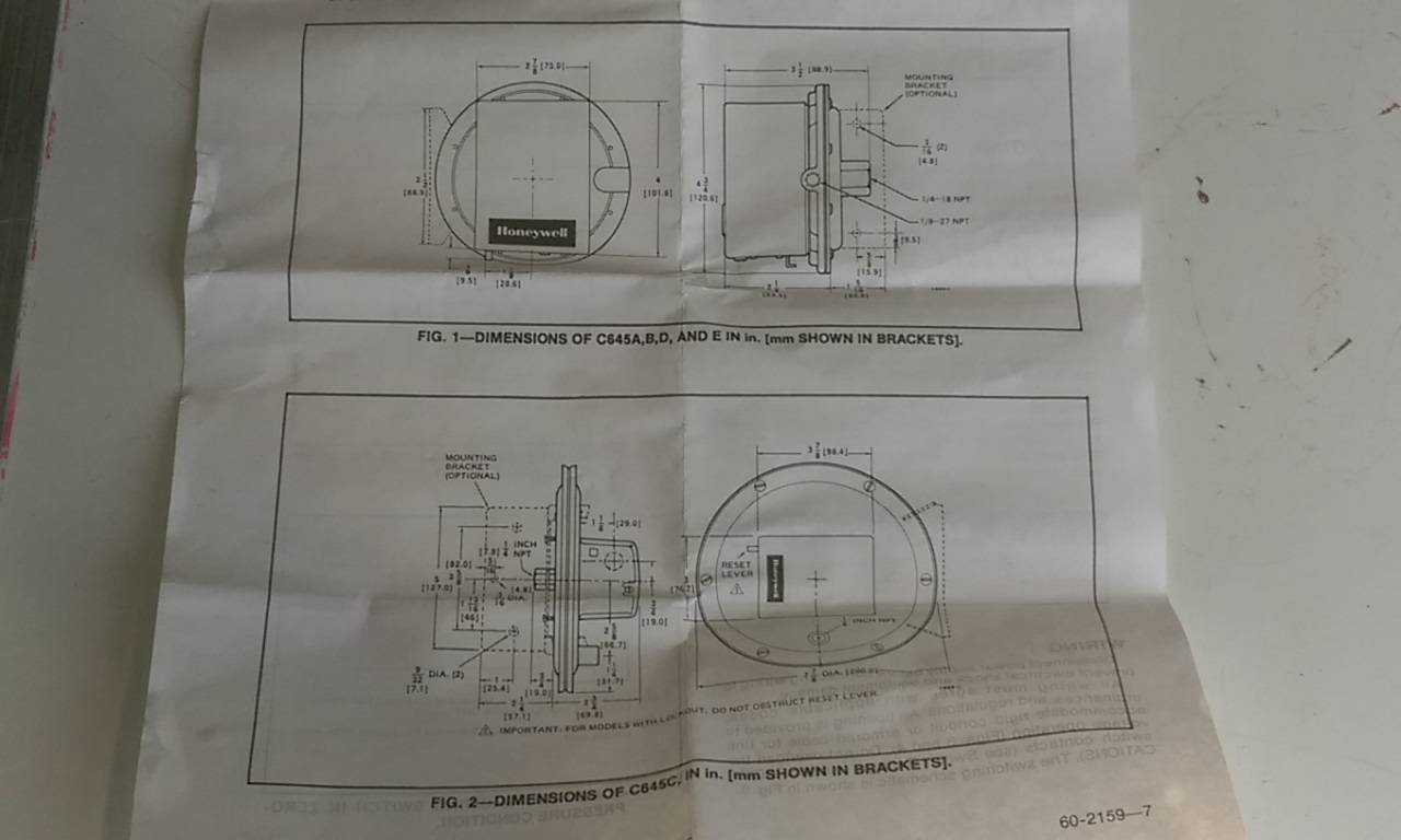 Honeywell C645A-E Pressure Switch
