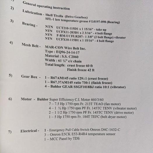 Used Aerofreeze IQF Tunnel