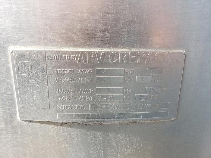 Used APV Crepaco 600 Gal Jacketed Processing Tank
