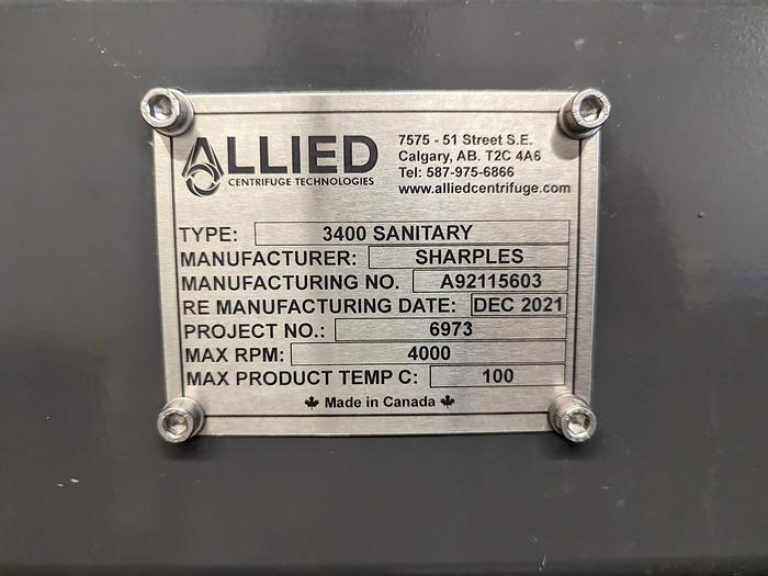 Used Sharples 3400 Decanter Centrifuge