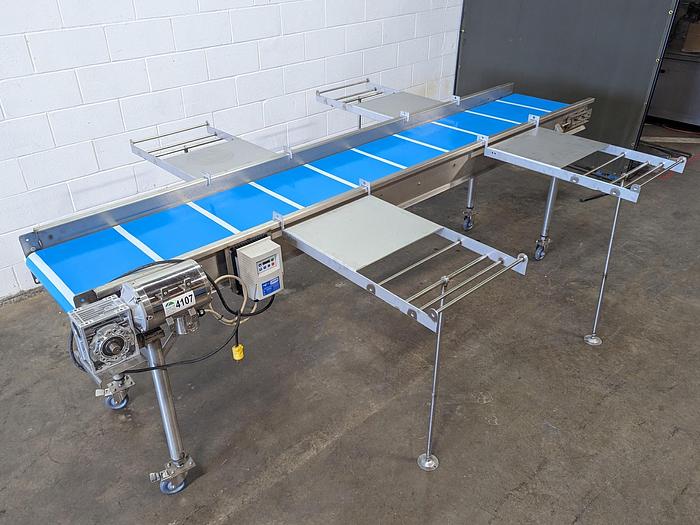 Used Custom 10' Conveyor with Removable Packaging Tables