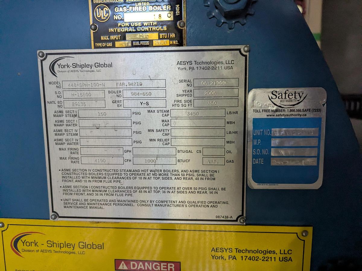 Used York-Shipley-Global Gas-Fired Boiler