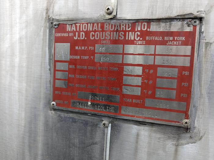 Used JD Cousins Jacketed 9000L Tank