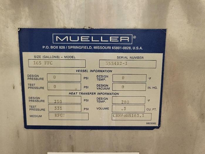 Used Mueller 165 FFC Falling Film Chiller
