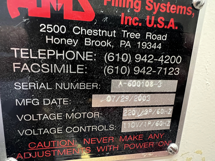 Used AMS A-600 Auger powder Filler